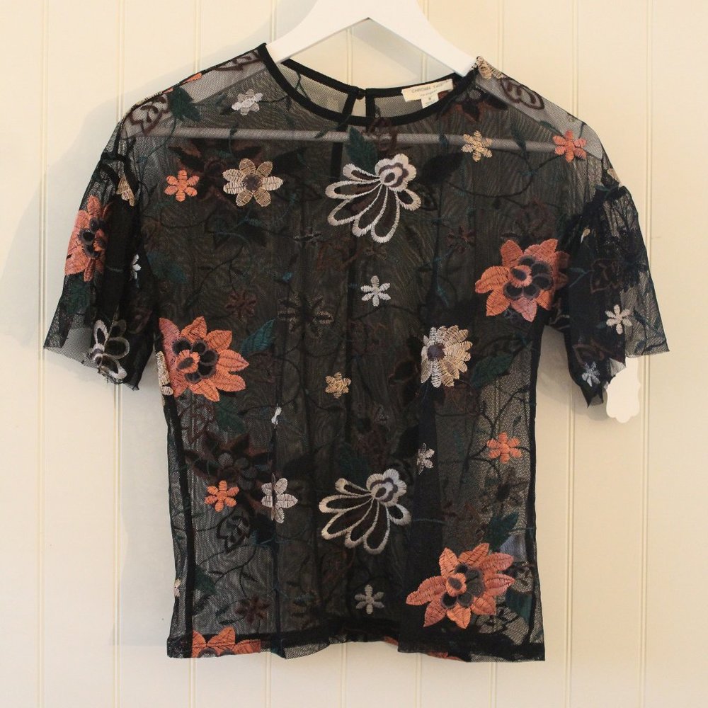 Chroma Tale ✤ Sheer Floral Embroidered Blouse